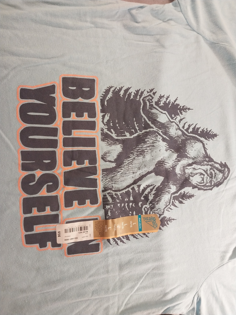 Thereabouts Bigfoot Believe in Yourself T-Shirt Youth L 14/16 # 339 - Picture 3 of 7